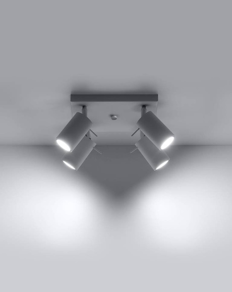 Plafond RING 4 blanco + 4x Bombilla LED GU-10 3000K Cálido 7W 620lm