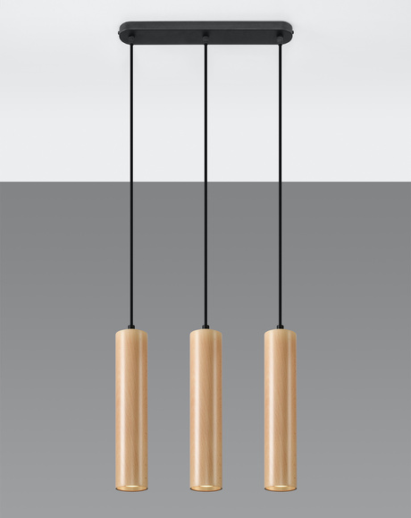 Lámpara colgante LINO 3 natural + 3 bombillas LED GU-10 3000K Warm 7W 620lm