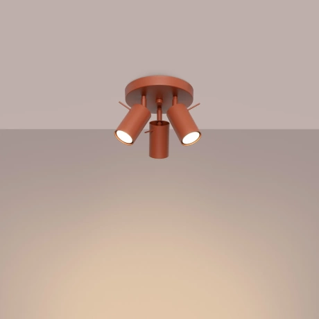 Plafón RING 3P rojo ocre