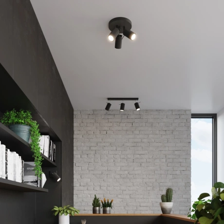 Plafón RING 3P negro