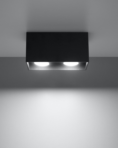 Plafond QUAD MAXI negro + 2x bombilla LED GU-10 4000K Fría 7W 630lm