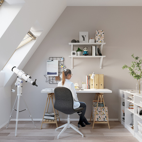 Lámpara de escritorio RING blanca + 1x bombilla LED GU-10 3000K Cálida 7W 620lm