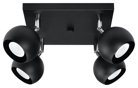 Plafond OCULARE 4 negro + 4x bombilla LED GU-10 3000K Cálido 7W 620lm