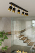 Plafond NERO 3 negro/oro + 3x bombilla LED GU-10 4000K Fría 7W 630lm