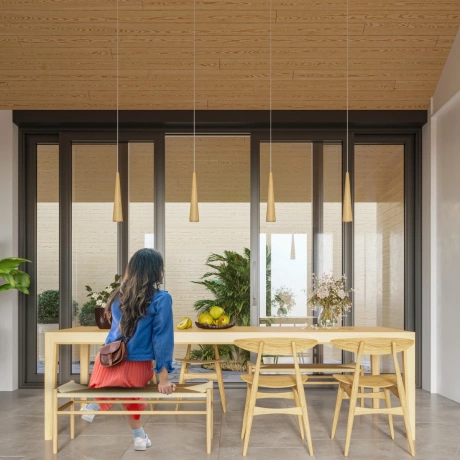 Lámpara colgante SULA 3P madera natural