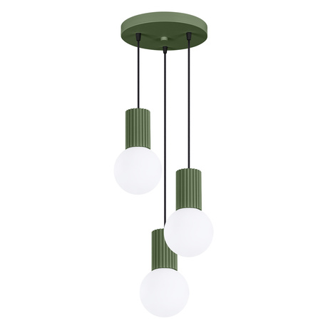 Lámpara colgante HALO 3P verde oliva