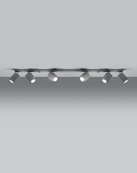 Plafond MERIDA 6L gris + 6x Bombilla LED GU-10 4000K Fría 7W 630lm