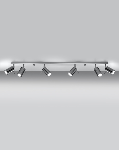 Plafond RING 6L cromo + 6x bombilla LED GU-10 4000K Fría 7W 630lm