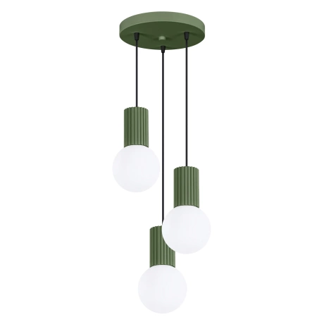 Lámpara colgante HALO 3P verde oliva