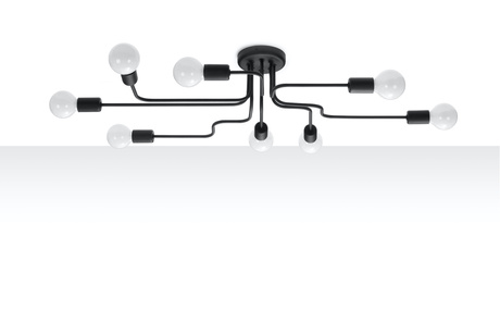 Lámpara de araña VECTOR 8 negra + 8x bombilla LED E27 4000K Fría 7,5W 650lm