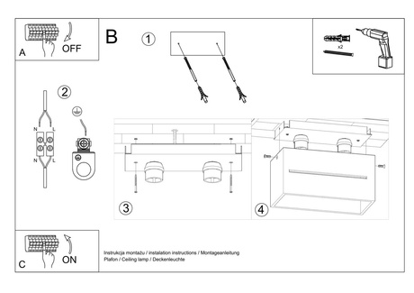 Plafond LOBO MAXI blanco + 2x bombilla LED G9 3000K Cálida 4,5W 510lm