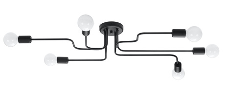 Lámpara de araña VECTOR 6 negra + 6x bombilla LED E27 4000K Fría 7,5W 650lm