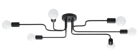 Lámpara de araña VECTOR 6 negra + 6x bombilla LED E27 3000K Cálida 7,5W 620lm