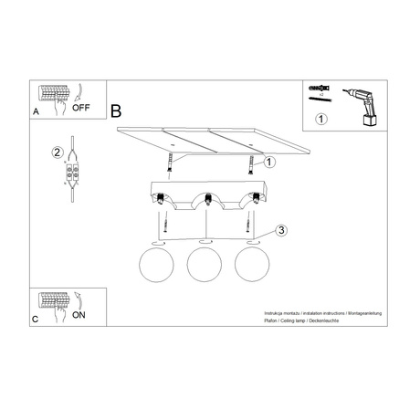 Lámpara de techo BULBO 3 madera natural
