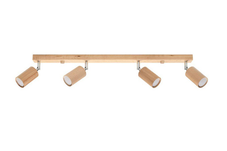 Plafond BERG 4 madera natural + 4x bombilla LED GU-10 3000K Cálida 7W 620lm