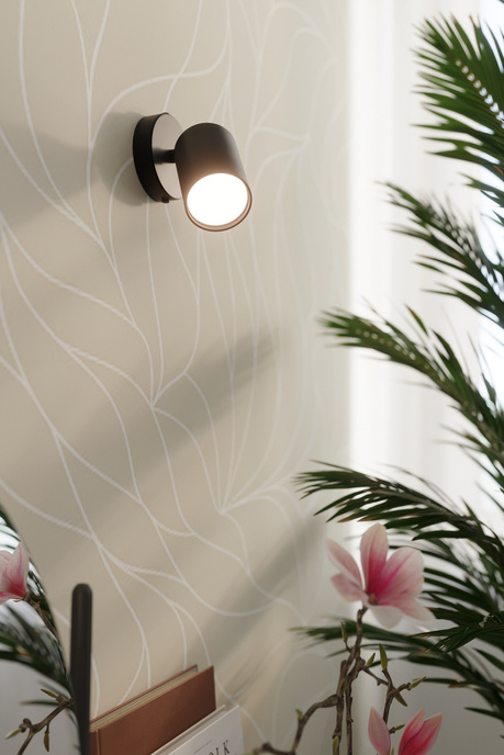 Aplique LEMMI 1 negro + 1x bombilla LED GU-10 3000K Cálida 7W 510lm