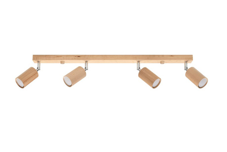 Plafond BERG 4 madera natural + 4x bombilla LED GU-10 4000K Fría 7W 630lm