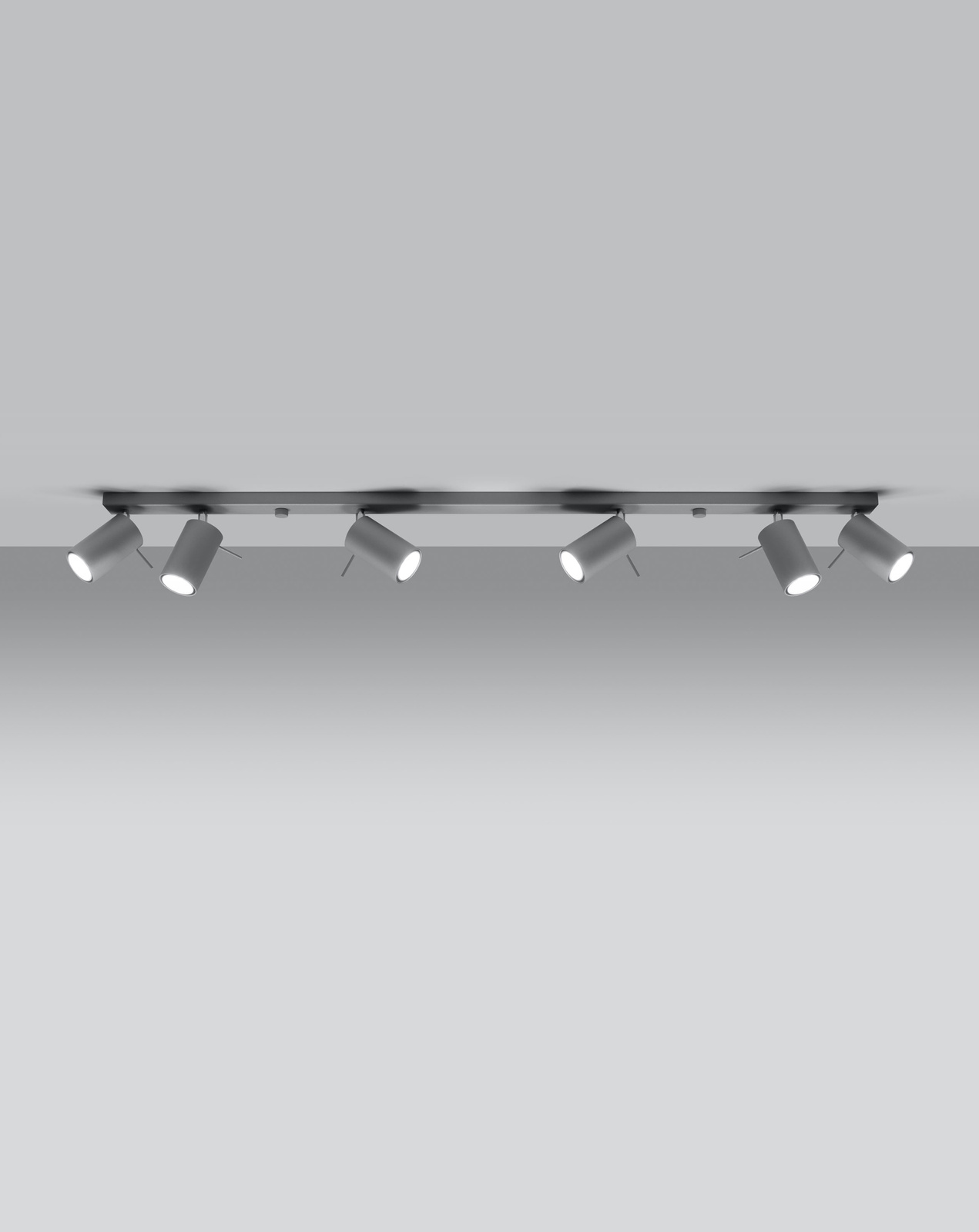 Plafond RING 6L gris + 6x Bombilla LED GU-10 3000K Cálida 7W 620lm