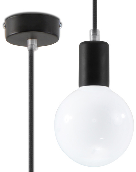 EDISON lámpara colgante negro +1x bombilla LED E27 4000K Fría 7,5W 650lm