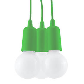 DIEGO 3 lámpara colgante verde + 3x bombilla LED E27 3000K Cálida 7,5W 620lm