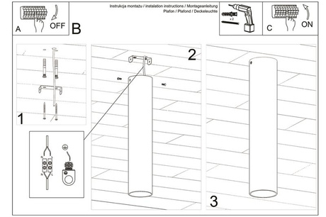 Plafond LAGOS 60 blanco + 1x bombilla LED GU-10 3000K Cálida 7W 620lm