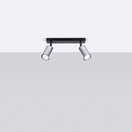 WINX 2 Plafón negro/cromo + 2x Bombilla LED GU-10 4000K Frío 7W 530lm