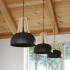 Lámpara colgante CASCO negro/madera natural