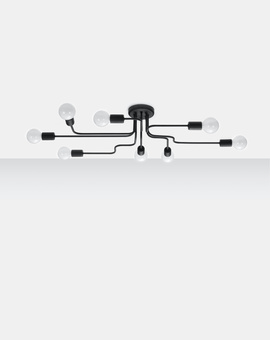 Lámpara de araña VECTOR 8 negra + 8x bombilla LED E27 4000K Fría 7,5W 650lm