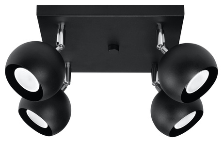 Plafond OCULARE 4 negro + 4x Bombilla LED GU-10 4000K Fría 7W 630lm
