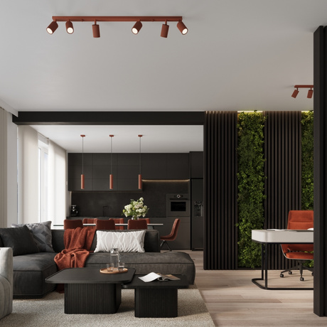 Lámpara de techo KARBON 6L rojo ocre