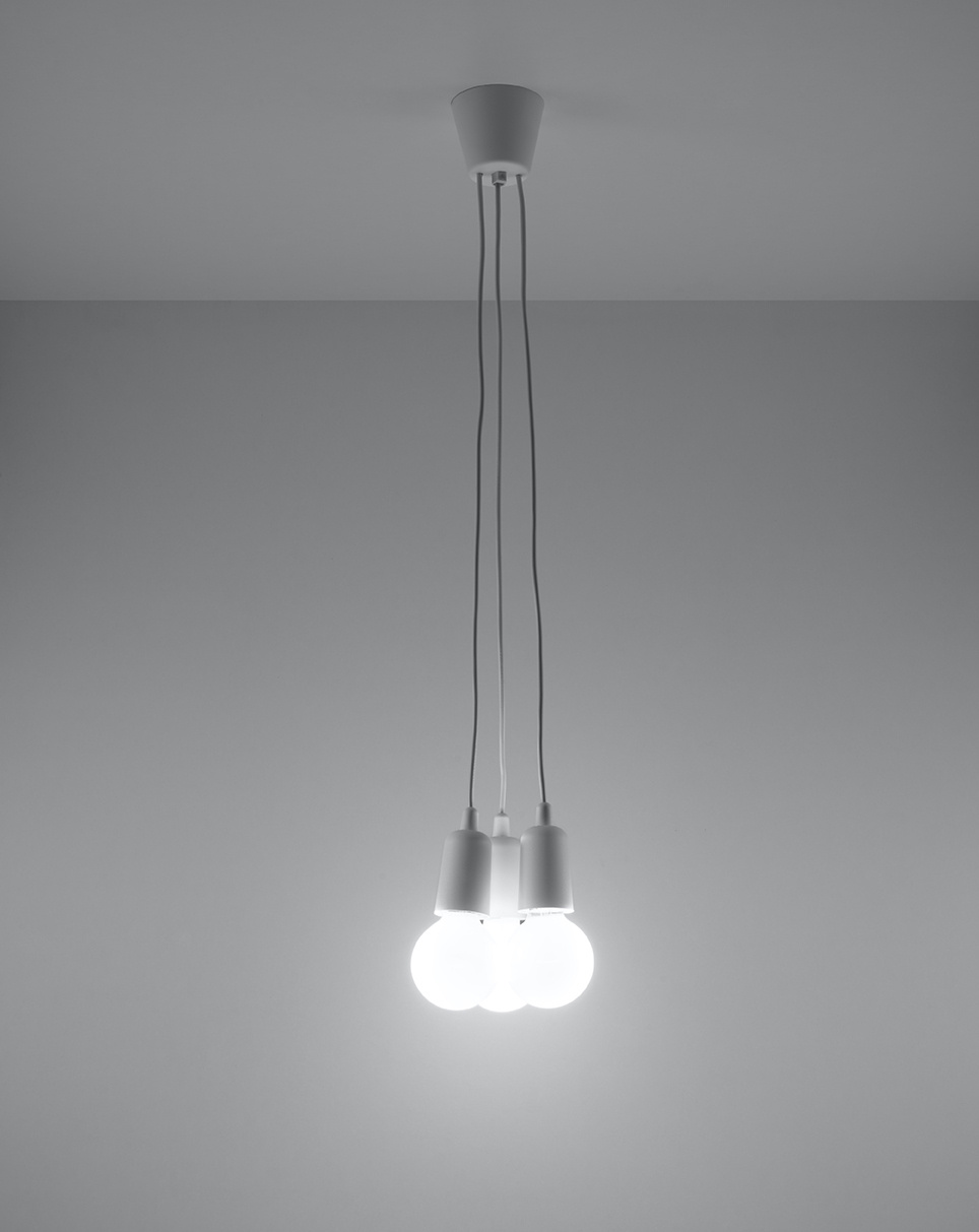 DIEGO 3 lámpara colgante blanco + 3x bombilla LED E27 3000K Cálido 7,5W 620lm