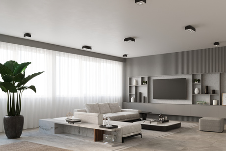 Plafond MONO 4 negro + 4x bombilla LED GU-10 4000K Fría 7W 630lm