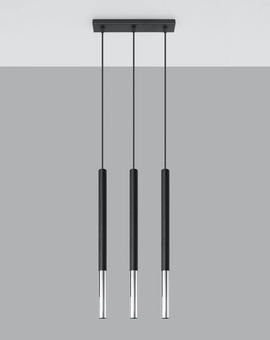 MOZAICA Lámpara colgante 3L negro/cromo + 3 bombillas LED G9 3000K Cálido 4,5W 510lm