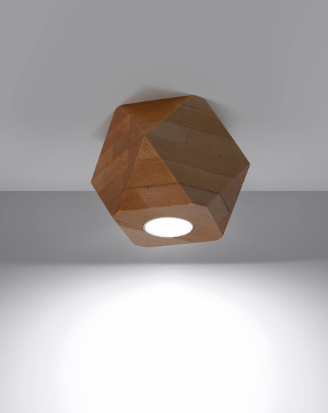 Plafond WOODY 1 madera natural + 1x bombilla LED GU-10 3000K Cálida 7W 620lm