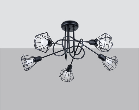 Araña ARTEMIS 5S negra + 5x bombilla LED E14 4000K Fría 7,5W 680lm