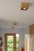 Plafond QUATRO 1 madera natural + 1x bombilla LED GU10 AR111 4000K FRÍO 12W 850lm