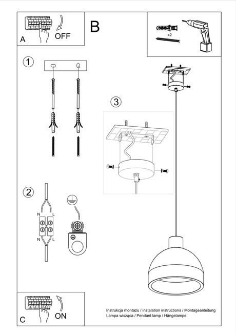 DAMASO lámpara colgante + 1x bombilla LED E27 3000K Cálida 7,5W 620lm
