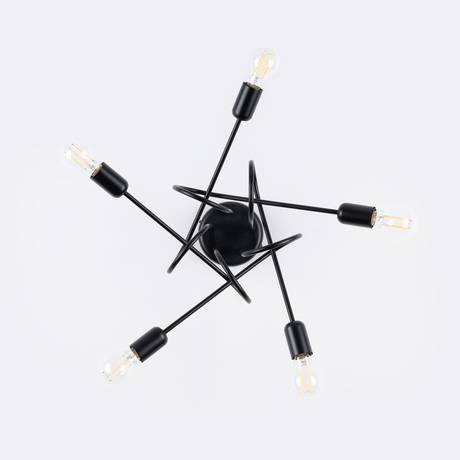 SUPEŁ 5 lámpara de araña negra + 5X bombilla LED E27 3000K 7W 760lm