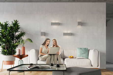 Aplique de cerámica LEO gris + 1x bombilla LED E27 4000K Fría 7,5W 650lm