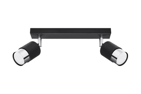 Plafond NERO 2 negro/cromo + 2x bombilla LED GU-10 3000K Cálido 7W 620lm