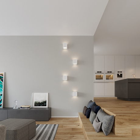 Aplique de cerámica LEO blanco + 1x bombilla LED E27 4000K Fría 7,5W 650lm