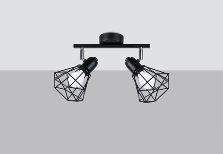 Plafond ARTEMIS 2 negro + 2x bombilla LED E14 3000K Cálido 7,5W 620lm