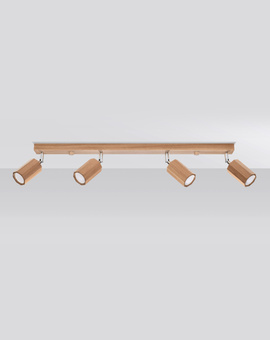 Plafond ZEKE 4 roble + 4x bombilla LED GU-10 3000K Cálido 7W 620lm