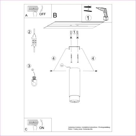 Lámpara de techo NERO 22,5 negro/oro