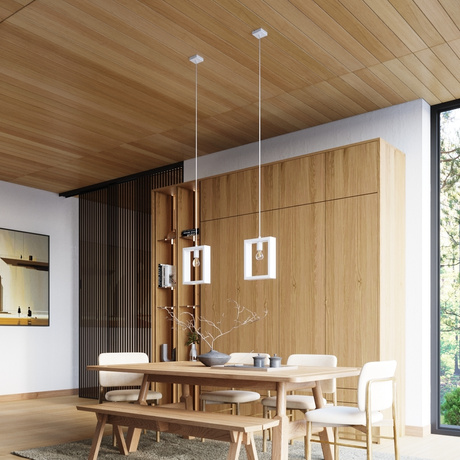 Lámpara colgante ARIES blanca + 1x bombilla LED E27 4000K Frío 7,5W 690lm