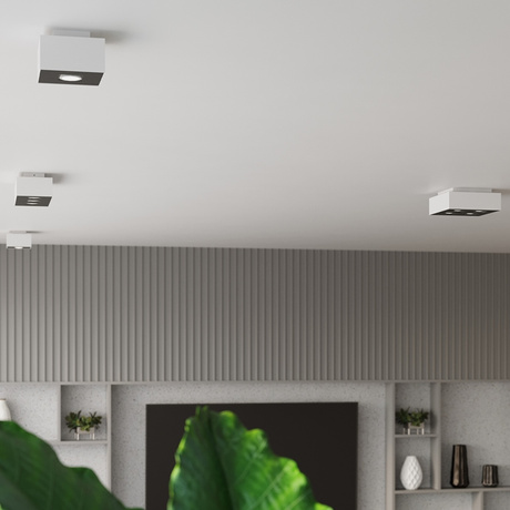 Plafond MONO 4 blanco + 4x Bombilla LED GU-10 4000K Fría 7W 630lm