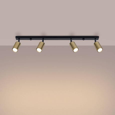 WINX Plafón 4L negro/oro + 4x bombilla LED GU-10 4000K Frío 7W 530lm