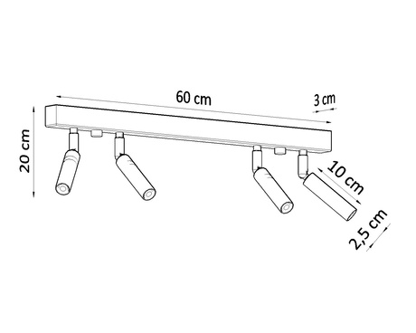 Plafond EYETECH 4 blanco + 4x bombilla LED G9 4000K Fría 4,5W 530lm