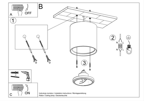 Plafón de cerámica KALU blanco + 1x bombilla LED GU-10 4000K Fría 7W 630lm