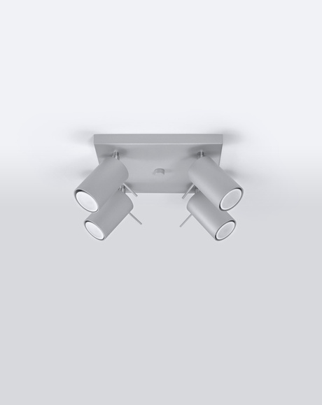 Plafond RING 4 Gris + 4x Bombilla LED GU-10 3000K Cálida 7W 620lm